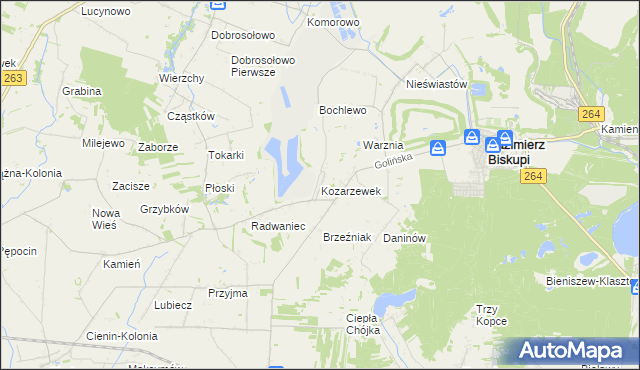 mapa Kozarzewek, Kozarzewek na mapie Targeo