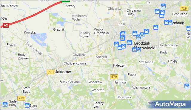 mapa Kozerki, Kozerki na mapie Targeo