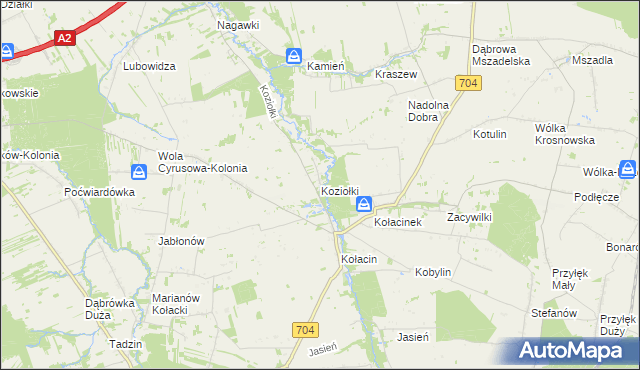 mapa Koziołki, Koziołki na mapie Targeo