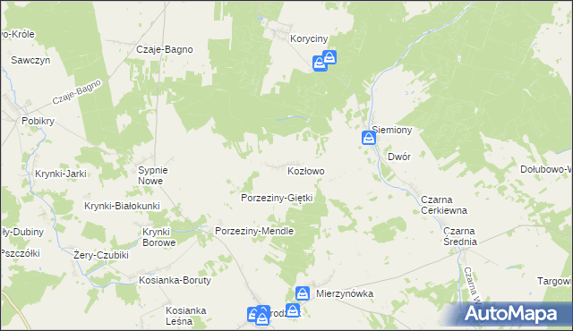 mapa Kozłowo gmina Grodzisk, Kozłowo gmina Grodzisk na mapie Targeo
