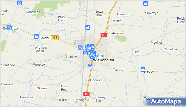 mapa Koźmin Wielkopolski, Koźmin Wielkopolski na mapie Targeo