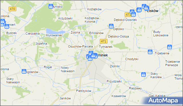 mapa Koźminek powiat kaliski, Koźminek powiat kaliski na mapie Targeo