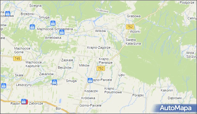mapa Krajno Pierwsze, Krajno Pierwsze na mapie Targeo