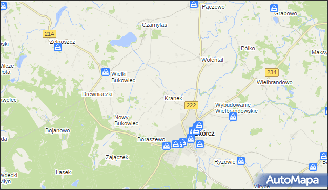 mapa Kranek, Kranek na mapie Targeo