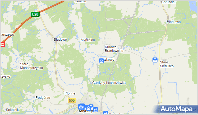 mapa Kraskowo gmina Młynary, Kraskowo gmina Młynary na mapie Targeo