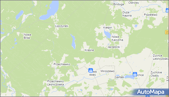 mapa Krasne gmina Przechlewo, Krasne gmina Przechlewo na mapie Targeo