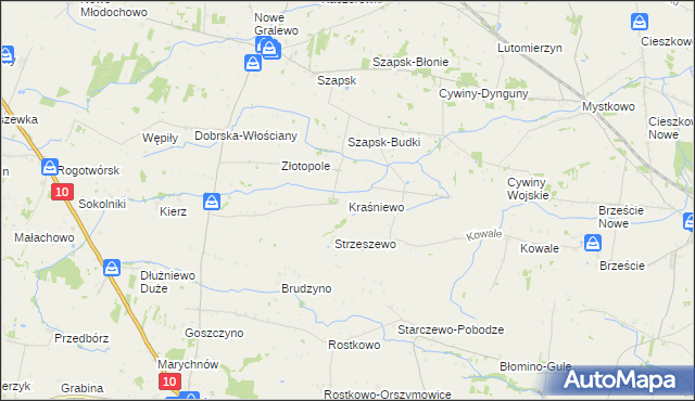 mapa Kraśniewo gmina Raciąż, Kraśniewo gmina Raciąż na mapie Targeo