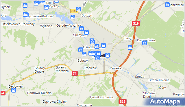 mapa Kraśnik, Kraśnik na mapie Targeo