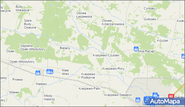 mapa Kraszewo-Czubaki, Kraszewo-Czubaki na mapie Targeo