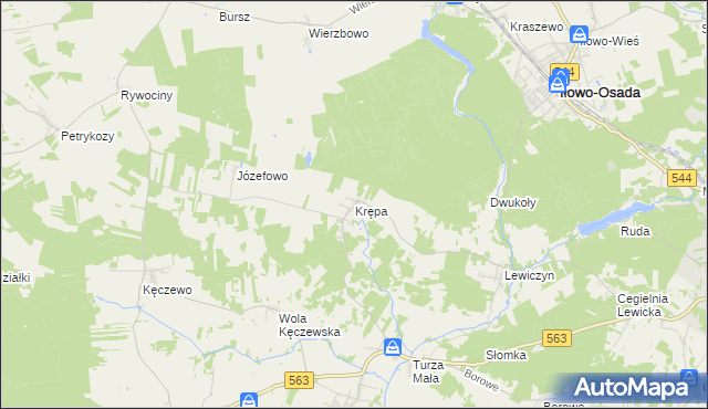 mapa Krępa gmina Lipowiec Kościelny, Krępa gmina Lipowiec Kościelny na mapie Targeo