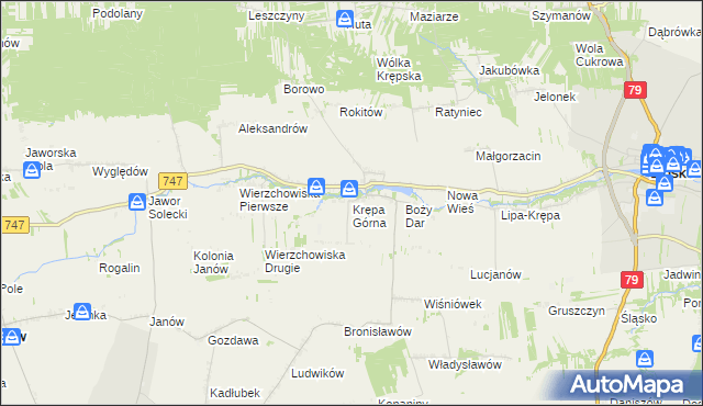 mapa Krępa Górna, Krępa Górna na mapie Targeo