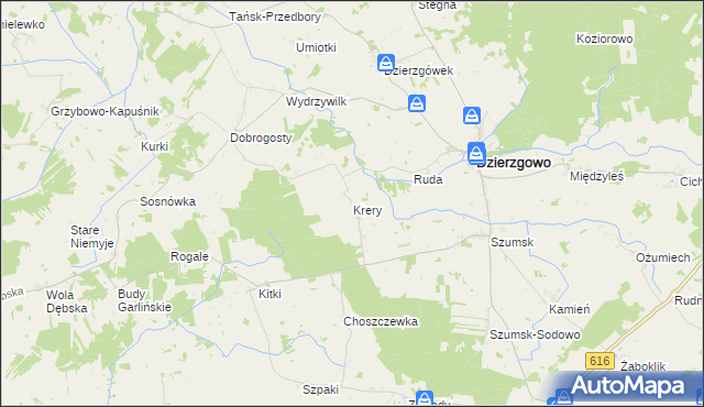 mapa Krery gmina Dzierzgowo, Krery gmina Dzierzgowo na mapie Targeo