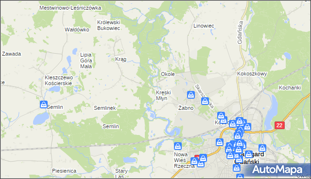 mapa Kręski Młyn, Kręski Młyn na mapie Targeo