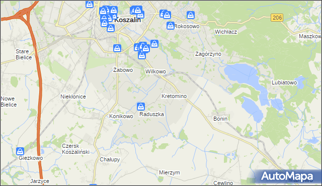 mapa Kretomino, Kretomino na mapie Targeo