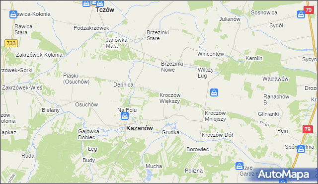 mapa Kroczów Większy, Kroczów Większy na mapie Targeo