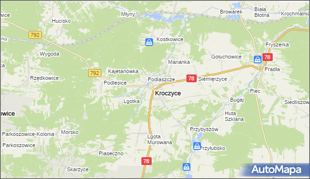 mapa Kroczyce, Kroczyce na mapie Targeo