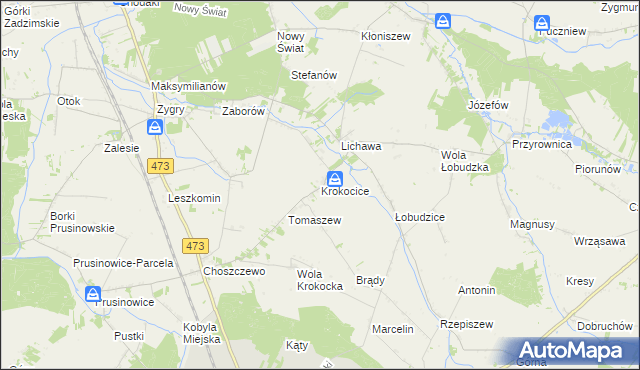 mapa Krokocice, Krokocice na mapie Targeo