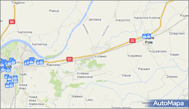 mapa Królewo gmina Stare Pole, Królewo gmina Stare Pole na mapie Targeo