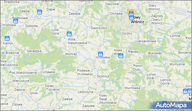 mapa Królówka gmina Nowy Wiśnicz, Królówka gmina Nowy Wiśnicz na mapie Targeo