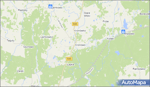 mapa Kronowo gmina Barczewo, Kronowo gmina Barczewo na mapie Targeo