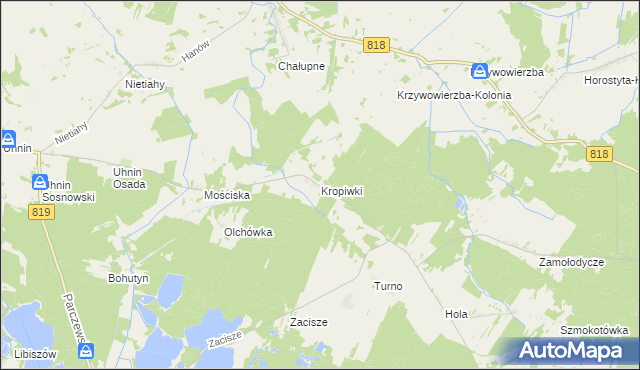 mapa Kropiwki, Kropiwki na mapie Targeo