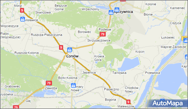 mapa Krowia Góra, Krowia Góra na mapie Targeo