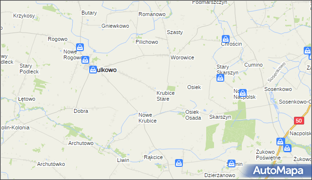 mapa Krubice Stare, Krubice Stare na mapie Targeo