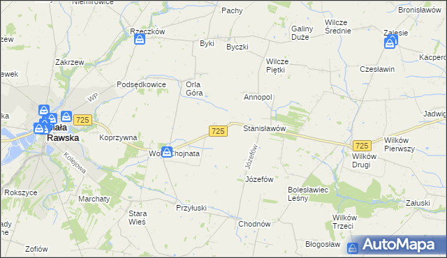 mapa Krukówka gmina Biała Rawska, Krukówka gmina Biała Rawska na mapie Targeo