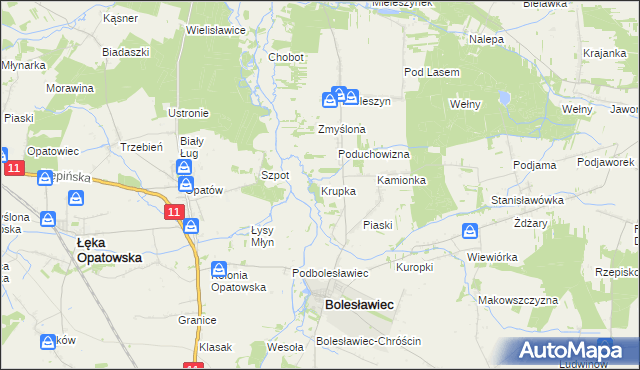 mapa Krupka gmina Bolesławiec, Krupka gmina Bolesławiec na mapie Targeo