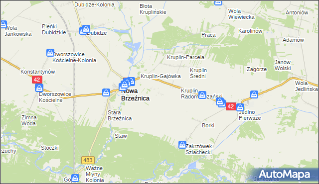 mapa Kruplin Poduchowny, Kruplin Poduchowny na mapie Targeo