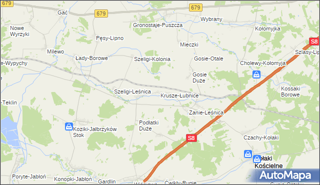 mapa Krusze-Łubnice, Krusze-Łubnice na mapie Targeo