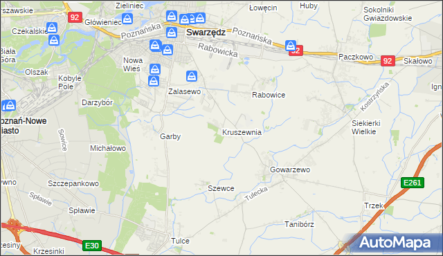 mapa Kruszewnia gmina Swarzędz, Kruszewnia gmina Swarzędz na mapie Targeo