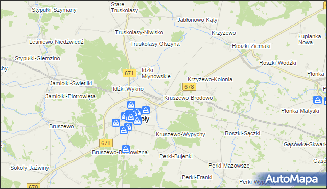 mapa Kruszewo-Brodowo, Kruszewo-Brodowo na mapie Targeo