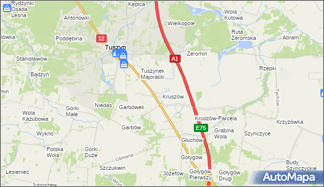 mapa Kruszów, Kruszów na mapie Targeo