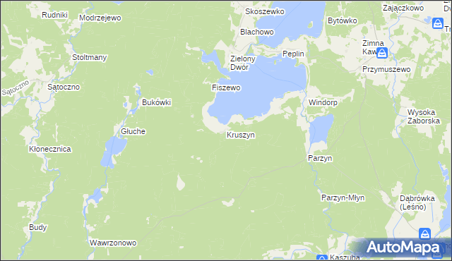 mapa Kruszyn gmina Brusy, Kruszyn gmina Brusy na mapie Targeo