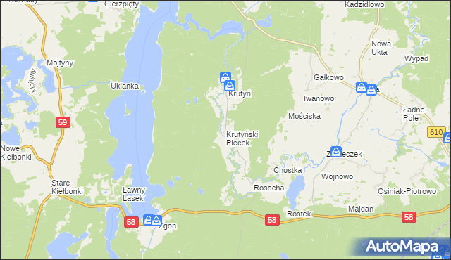 mapa Krutyński Piecek, Krutyński Piecek na mapie Targeo