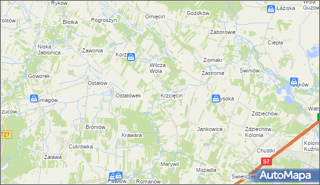 mapa Krzcięcin, Krzcięcin na mapie Targeo