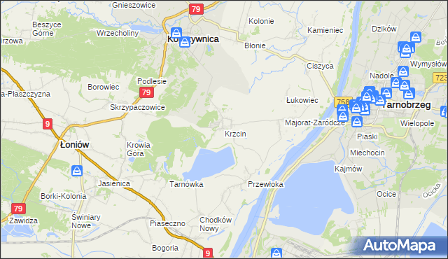 mapa Krzcin, Krzcin na mapie Targeo