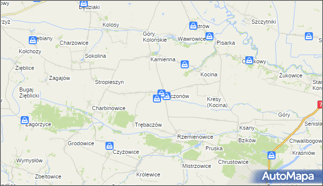mapa Krzczonów gmina Opatowiec, Krzczonów gmina Opatowiec na mapie Targeo