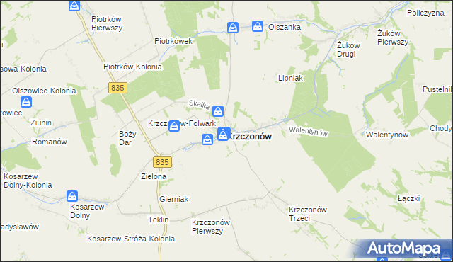 mapa Krzczonów powiat lubelski, Krzczonów powiat lubelski na mapie Targeo