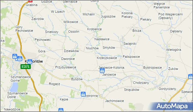 mapa Krzeczkowice, Krzeczkowice na mapie Targeo