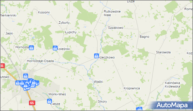 mapa Krzeczkowo gmina Mońki, Krzeczkowo gmina Mońki na mapie Targeo