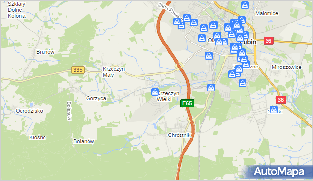 mapa Krzeczyn Wielki, Krzeczyn Wielki na mapie Targeo