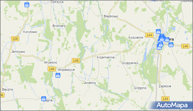 mapa Krzemienna gmina Dobra, Krzemienna gmina Dobra na mapie Targeo