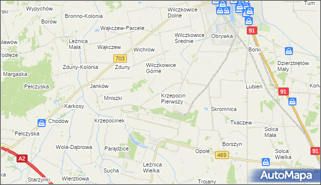 mapa Krzepocin Pierwszy, Krzepocin Pierwszy na mapie Targeo