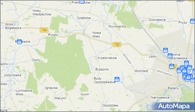 mapa Krześniaków, Krześniaków na mapie Targeo