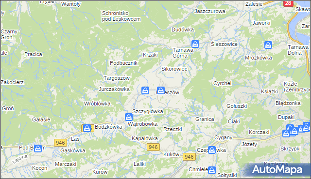 mapa Krzeszów gmina Stryszawa, Krzeszów gmina Stryszawa na mapie Targeo