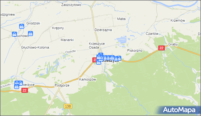 mapa Krzeszyce, Krzeszyce na mapie Targeo