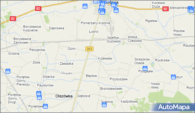 mapa Krzewata, Krzewata na mapie Targeo