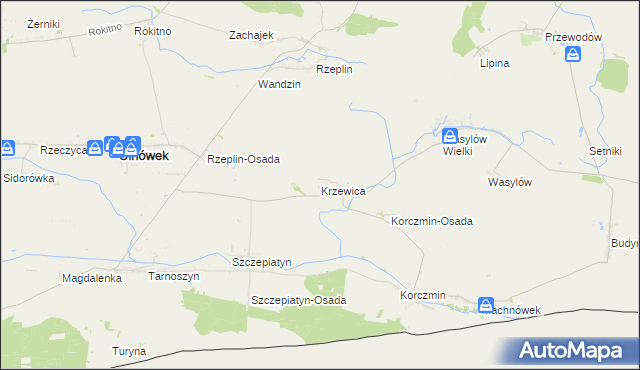 mapa Krzewica gmina Ulhówek, Krzewica gmina Ulhówek na mapie Targeo